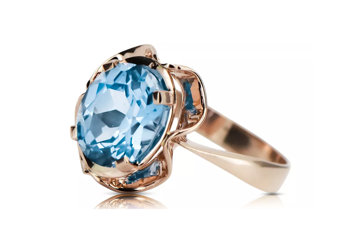 Aquamarine Original Vintage 14K Rose Gold Ring Vintage style vrc206r
